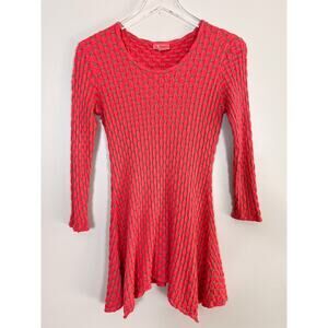 Tianello David Barazza Pink Coral Slinky Crinckle Geormetic Shirt Size XS